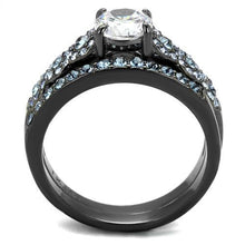 Load image into Gallery viewer, TK2671 - IP Light Black  (IP Gun) Stainless Steel Ring with AAA Grade CZ  in Clear