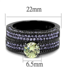 Load image into Gallery viewer, TK2672 - IP Light Black  (IP Gun) Stainless Steel Ring with AAA Grade CZ  in Apple Green color