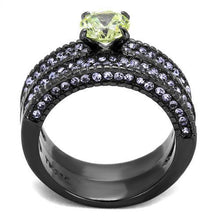 Load image into Gallery viewer, TK2672 - IP Light Black  (IP Gun) Stainless Steel Ring with AAA Grade CZ  in Apple Green color