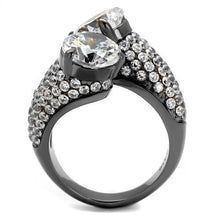 Load image into Gallery viewer, TK2674 - IP Light Black  (IP Gun) Stainless Steel Ring with AAA Grade CZ  in Clear