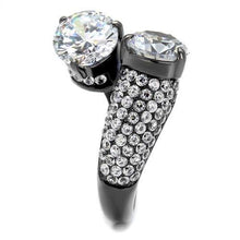 Load image into Gallery viewer, TK2674 - IP Light Black  (IP Gun) Stainless Steel Ring with AAA Grade CZ  in Clear