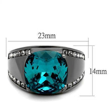 Load image into Gallery viewer, TK2678 - IP Light Black  (IP Gun) Stainless Steel Ring with Top Grade Crystal  in Blue Zircon