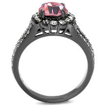 Load image into Gallery viewer, TK2680 - IP Light Black  (IP Gun) Stainless Steel Ring with Top Grade Crystal  in Light Rose