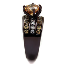 Load image into Gallery viewer, TK2681 - IP Dark Brown (IP coffee) Stainless Steel Ring with AAA Grade CZ  in Champagne