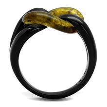 Load image into Gallery viewer, TK2682 - IP Black(Ion Plating) Stainless Steel Ring with Synthetic Synthetic Stone in Topaz