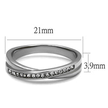 Load image into Gallery viewer, TK2684 - High polished (no plating) Stainless Steel Ring with Top Grade Crystal  in Clear