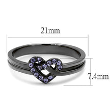 Load image into Gallery viewer, TK2685 - IP Light Black  (IP Gun) Stainless Steel Ring with Top Grade Crystal  in Light Amethyst