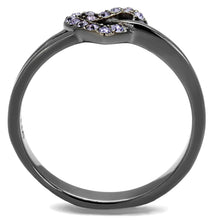 Load image into Gallery viewer, TK2685 - IP Light Black  (IP Gun) Stainless Steel Ring with Top Grade Crystal  in Light Amethyst