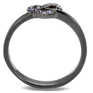 TK2685 - IP Light Black  (IP Gun) Stainless Steel Ring with Top Grade Crystal  in Light Amethyst