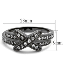 Load image into Gallery viewer, TK2689 - IP Light Black  (IP Gun) Stainless Steel Ring with AAA Grade CZ  in Clear