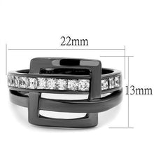 Load image into Gallery viewer, TK2690 - IP Light Black  (IP Gun) Stainless Steel Ring with AAA Grade CZ  in Clear