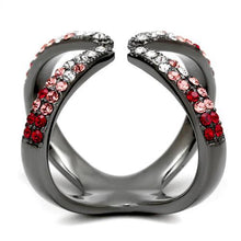 Load image into Gallery viewer, TK2696 - IP Light Black  (IP Gun) Stainless Steel Ring with Top Grade Crystal  in Multi Color