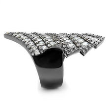 Load image into Gallery viewer, TK2699 - IP Light Black  (IP Gun) Stainless Steel Ring with AAA Grade CZ  in Clear