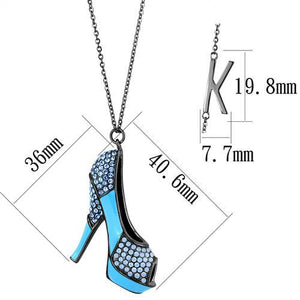 TK2704 - IP Light Black  (IP Gun) Stainless Steel Chain Pendant with Top Grade Crystal  in Aquamarine