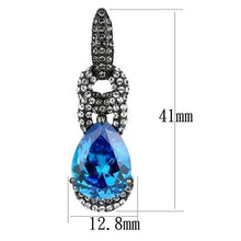 Load image into Gallery viewer, TK2708 - IP Light Black  (IP Gun) Stainless Steel Earrings with AAA Grade CZ  in Sea Blue