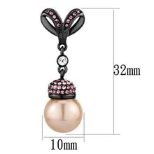 Load image into Gallery viewer, TK2710 - IP Light Black  (IP Gun) Stainless Steel Earrings with Synthetic Pearl in Rose