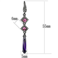 Load image into Gallery viewer, TK2712 - IP Light Black  (IP Gun) Stainless Steel Earrings with AAA Grade CZ  in Amethyst