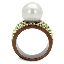 Load image into Gallery viewer, TK2715 - IP Coffee light Stainless Steel Ring with Synthetic Pearl in White