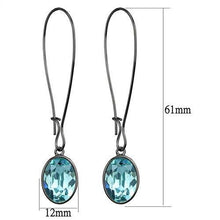 Load image into Gallery viewer, TK2720 - IP Light Black  (IP Gun) Stainless Steel Earrings with Top Grade Crystal  in Sea Blue