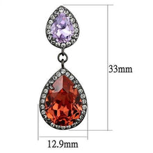 Load image into Gallery viewer, TK2725 - IP Light Black  (IP Gun) Stainless Steel Earrings with Top Grade Crystal  in Orange