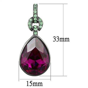 TK2726 - IP Light Black  (IP Gun) Stainless Steel Earrings with Top Grade Crystal  in Fuchsia