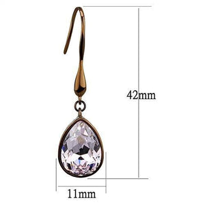 TK2727 - IP Coffee light Stainless Steel Earrings with Top Grade Crystal  in Light Peach