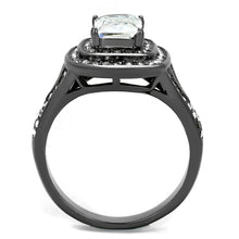 Load image into Gallery viewer, TK2731 - IP Light Black  (IP Gun) Stainless Steel Ring with AAA Grade CZ  in Clear