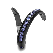 Load image into Gallery viewer, TK2732 - IP Light Black  (IP Gun) Stainless Steel Ring with Top Grade Crystal  in Tanzanite