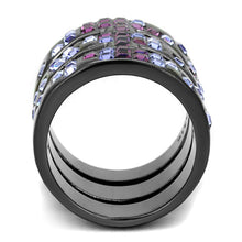 Load image into Gallery viewer, TK2734 - IP Light Black  (IP Gun) Stainless Steel Ring with Top Grade Crystal  in Multi Color