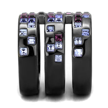 Load image into Gallery viewer, TK2734 - IP Light Black  (IP Gun) Stainless Steel Ring with Top Grade Crystal  in Multi Color