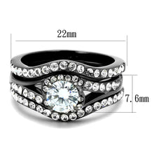 Load image into Gallery viewer, TK2739 - IP Light Black  (IP Gun) Stainless Steel Ring with AAA Grade CZ  in Clear