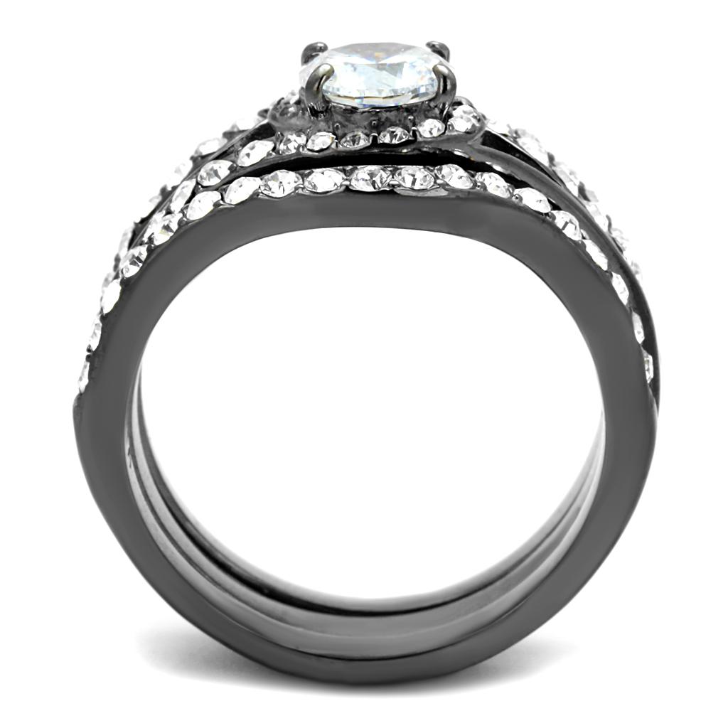 TK2739 - IP Light Black (IP Gun) Stainless Steel Ring with AAA Grade C ...