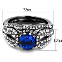 Load image into Gallery viewer, TK2740 - IP Light Black  (IP Gun) Stainless Steel Ring with Synthetic Spinel in London Blue