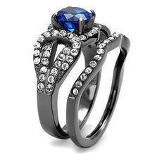 Load image into Gallery viewer, TK2740 - IP Light Black  (IP Gun) Stainless Steel Ring with Synthetic Spinel in London Blue