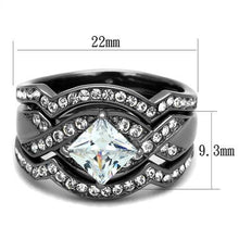 Load image into Gallery viewer, TK2741 - IP Light Black  (IP Gun) Stainless Steel Ring with AAA Grade CZ  in Clear