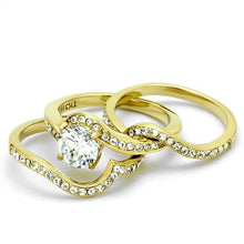 Load image into Gallery viewer, TK2742 - IP Gold(Ion Plating) Stainless Steel Ring with AAA Grade CZ  in Clear