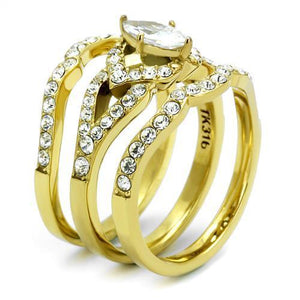 TK2743 - IP Gold(Ion Plating) Stainless Steel Ring with AAA Grade CZ  in Clear