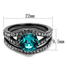 Load image into Gallery viewer, TK2744 - IP Light Black  (IP Gun) Stainless Steel Ring with Top Grade Crystal  in Blue Zircon