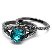 Load image into Gallery viewer, TK2744 - IP Light Black  (IP Gun) Stainless Steel Ring with Top Grade Crystal  in Blue Zircon