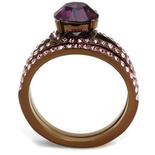 Load image into Gallery viewer, TK2745 - IP Coffee light Stainless Steel Ring with Top Grade Crystal  in Amethyst