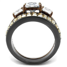 Load image into Gallery viewer, TK2747 - IP Light Black &amp; IP Light coffee Stainless Steel Ring with AAA Grade CZ  in Clear