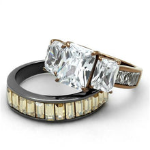 Load image into Gallery viewer, TK2747 - IP Light Black &amp; IP Light coffee Stainless Steel Ring with AAA Grade CZ  in Clear