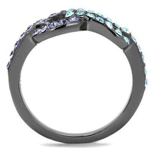 Load image into Gallery viewer, TK2752 - IP Light Black  (IP Gun) Stainless Steel Ring with Top Grade Crystal  in Tanzanite