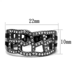 TK2753 - IP Light Black  (IP Gun) Stainless Steel Ring with Top Grade Crystal  in Black Diamond