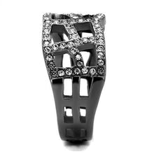 Load image into Gallery viewer, TK2753 - IP Light Black  (IP Gun) Stainless Steel Ring with Top Grade Crystal  in Black Diamond