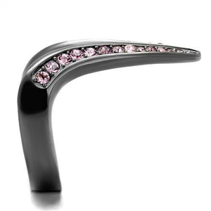 TK2756 - IP Light Black  (IP Gun) Stainless Steel Ring with Top Grade Crystal  in Light Amethyst