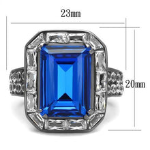 Load image into Gallery viewer, TK2758 - IP Light Black  (IP Gun) Stainless Steel Ring with Top Grade Crystal  in Capri Blue