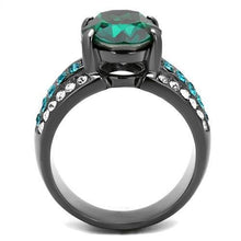 Load image into Gallery viewer, TK2759 - IP Light Black  (IP Gun) Stainless Steel Ring with Top Grade Crystal  in Emerald