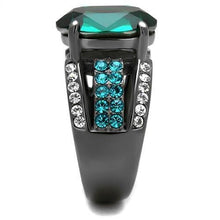 Load image into Gallery viewer, TK2759 - IP Light Black  (IP Gun) Stainless Steel Ring with Top Grade Crystal  in Emerald