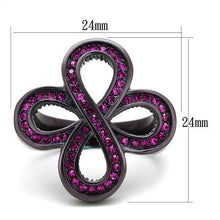 Load image into Gallery viewer, TK2763 - IP Dark Brown (IP coffee) Stainless Steel Ring with Top Grade Crystal  in Fuchsia